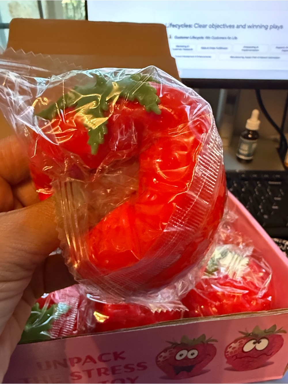 Strawberry-Shaped Red Stress Ball Toy - Squishy - Soft